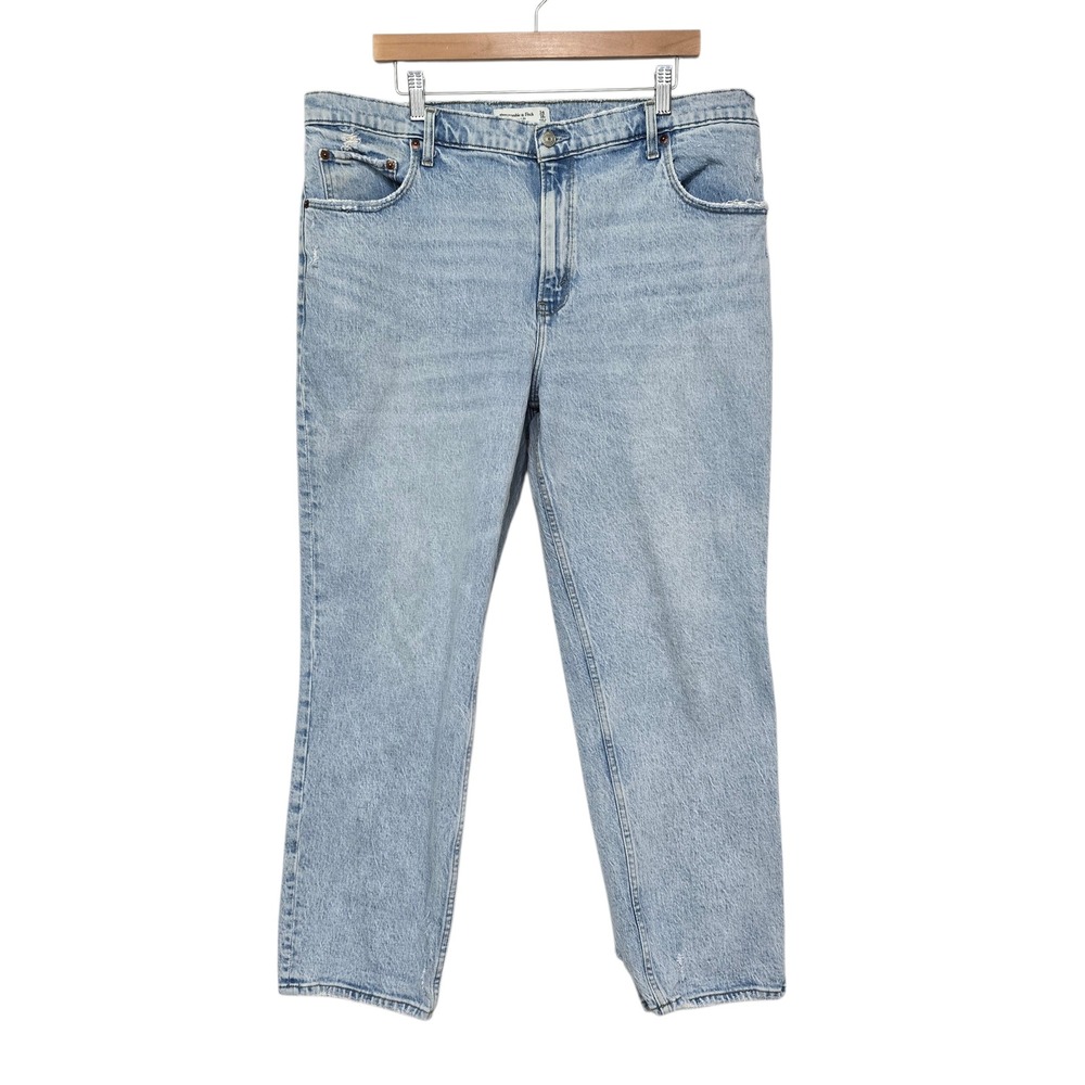 Abercrombie Fitch 90s‎ Straight Ultra High Rise Jeans Light Wash Size 34 / 18 - Picture 2 of 10